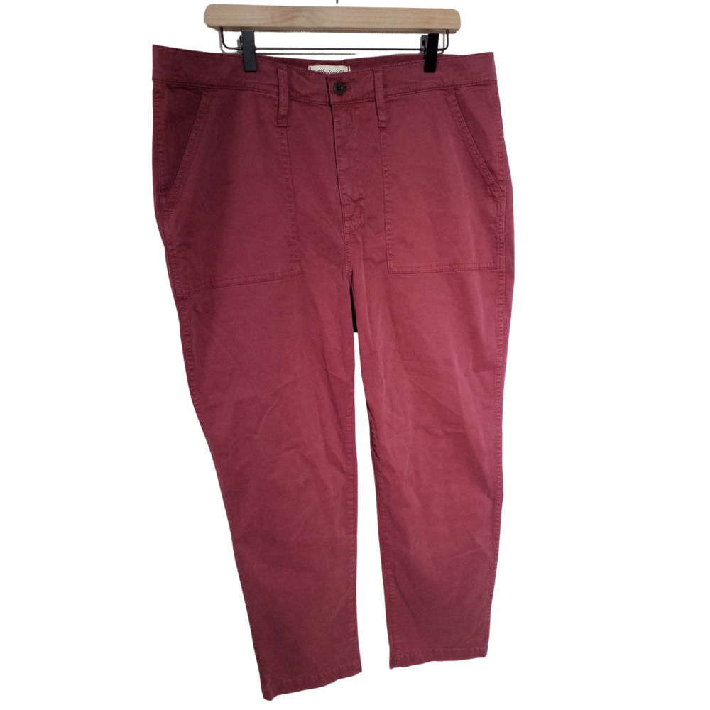 Madewell Womens Stovepipe Fatigue Cargo Pants Red Stretch High Waist Size 34